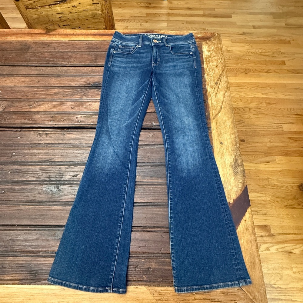 American Eagle Kick Boot Super Stretch Jeans Medium Wash Blue Size 4 Regular